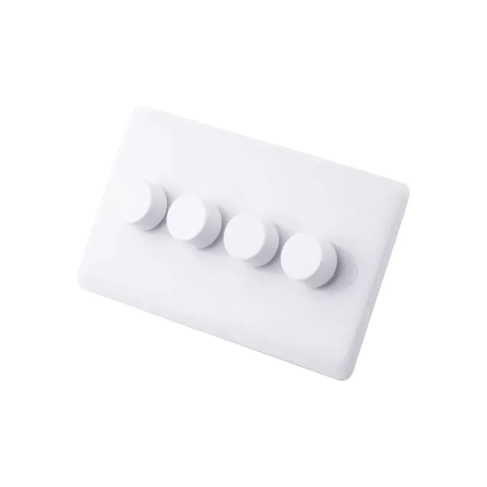 Iona 4 Gang 2 Way 400W Dimmer Switch with White Knobs