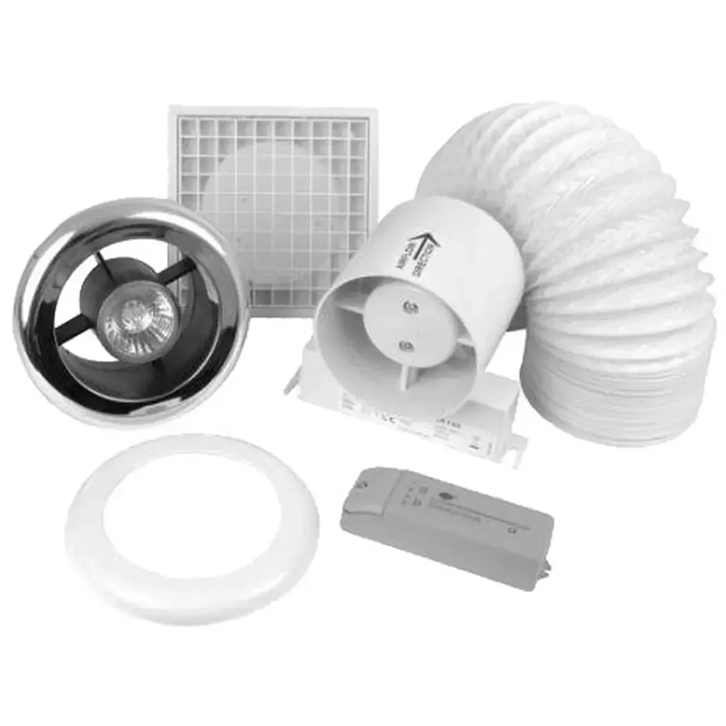 SLKTC - Showerlight with 100mm Timer Fan Chrome/White