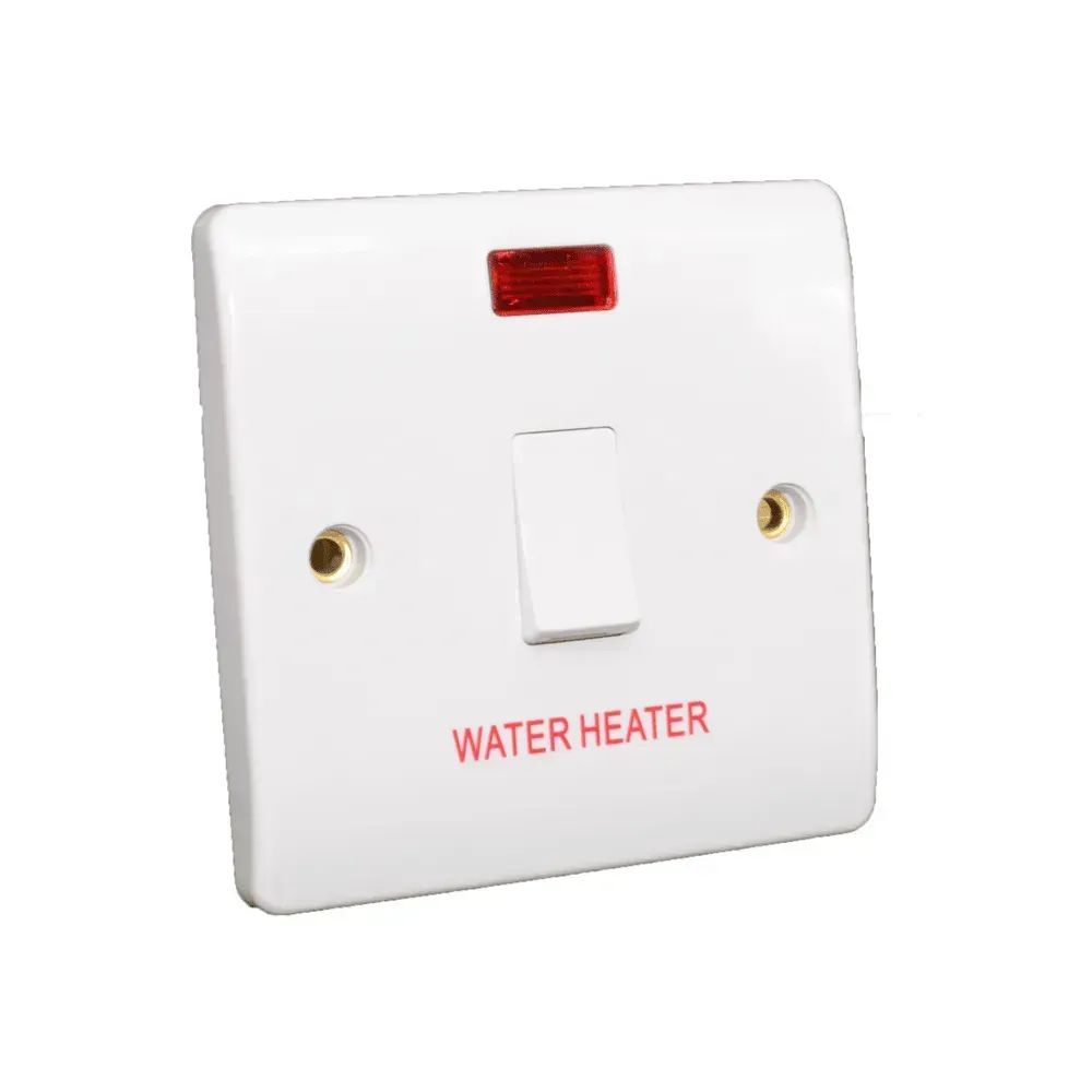 Iona 20A D/P Slimline Water Heater Switch with Pilot Light 