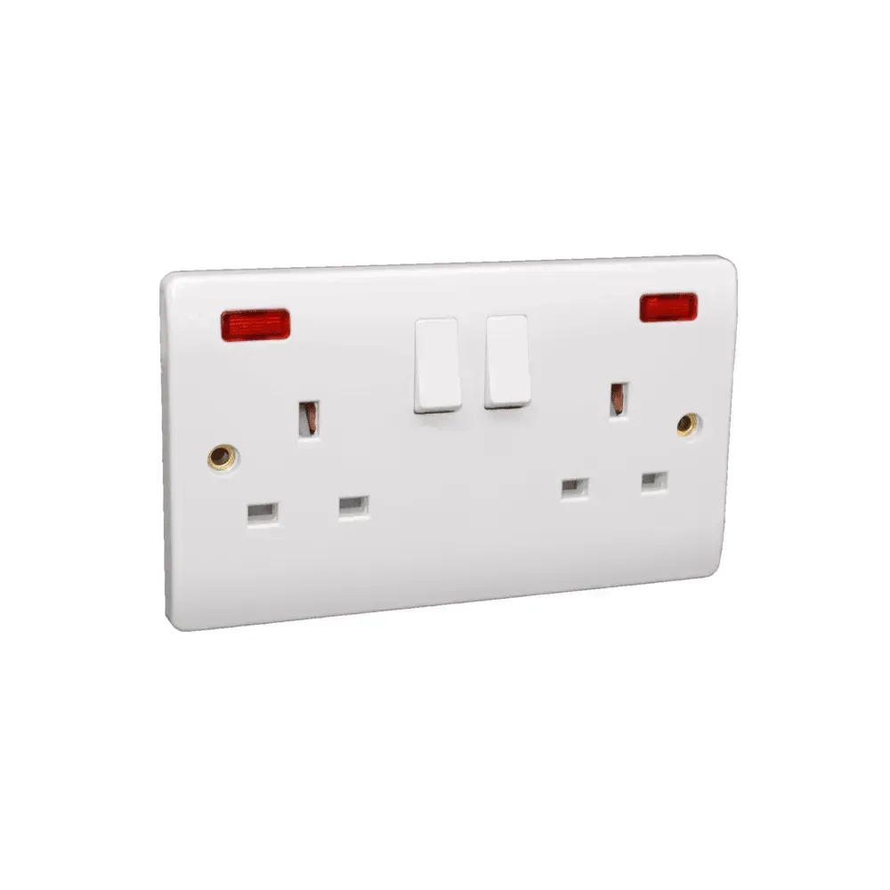 Iona 13A 2 Gang Flush Socket Switched with Neon Pilot Lights