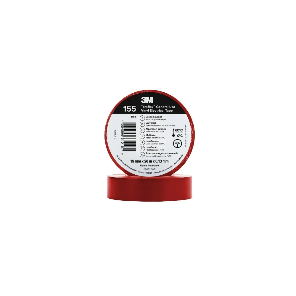 3M Temflex red electrical insulating tape 19mm x 20m