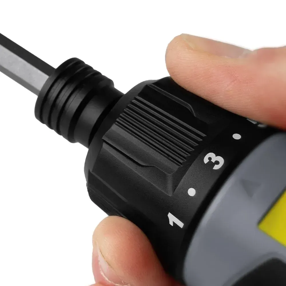 Electric screwdriver with ergonomic grip and 6 torque settings