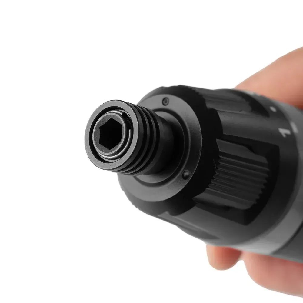 Rechargeable screwdriver with quick-release hex chuck for bit swapping
