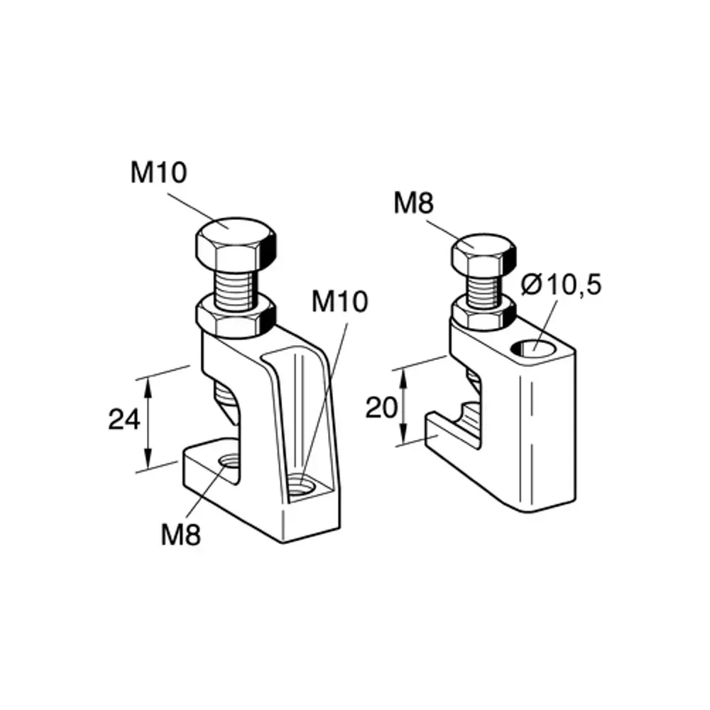 TCS 1 M10 heavy duty Z beam clamp for 10mm Unistrut mounting