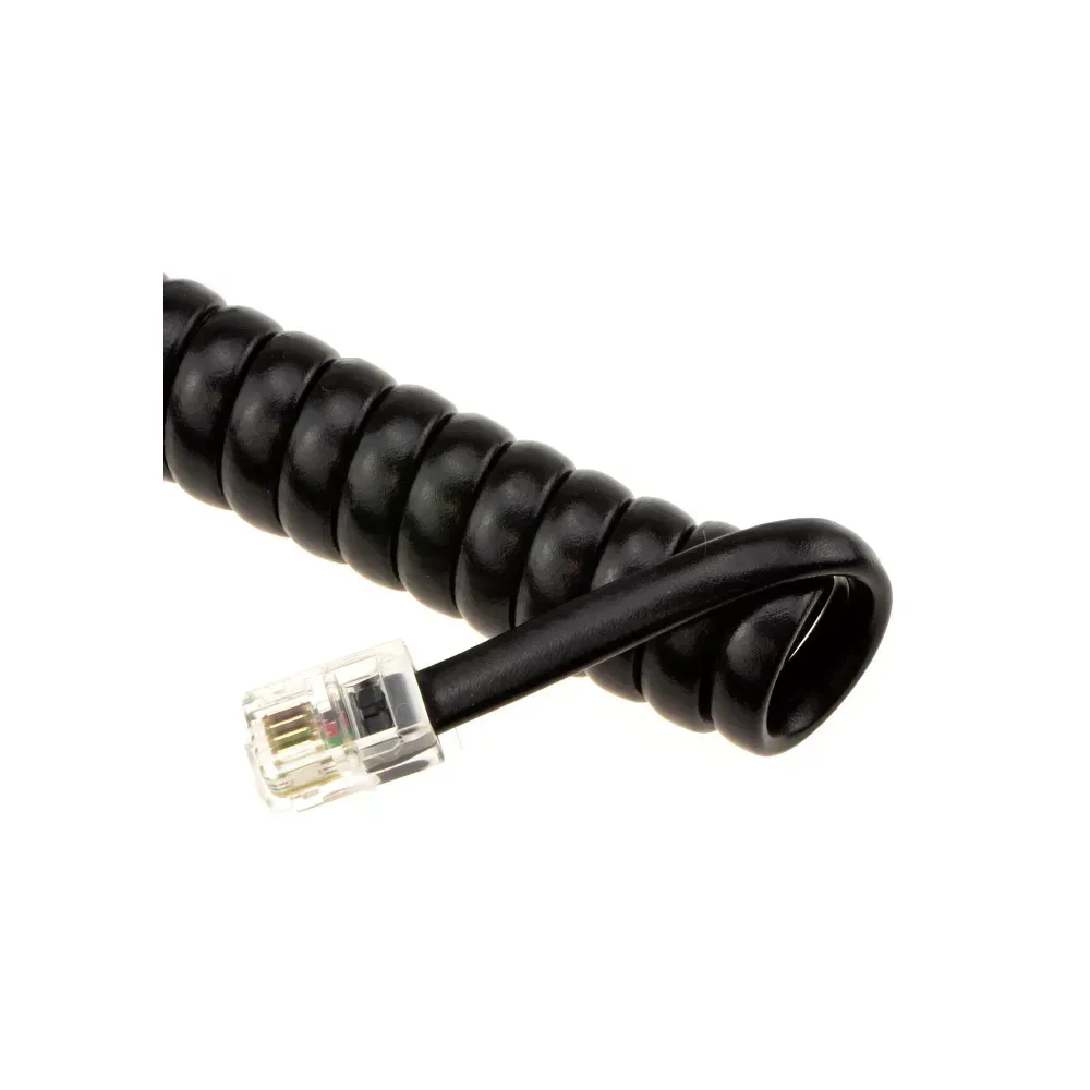 TR832B black telephone spiral lead with standard curly handset cord
