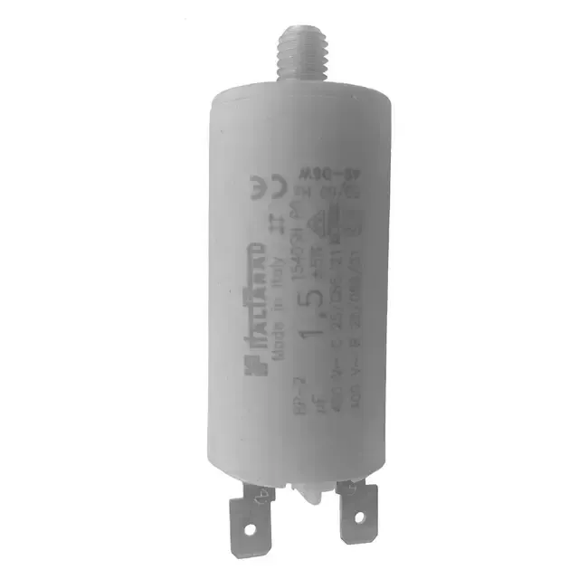 1.5uF universal capacitor, also known as a run capacitor, suitable for most appliances,, available for next day delivery.