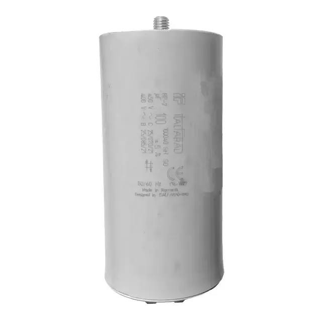 100uF universal capacitor, also known as a run capacitor, suitable for most appliances, available for next day delivery.