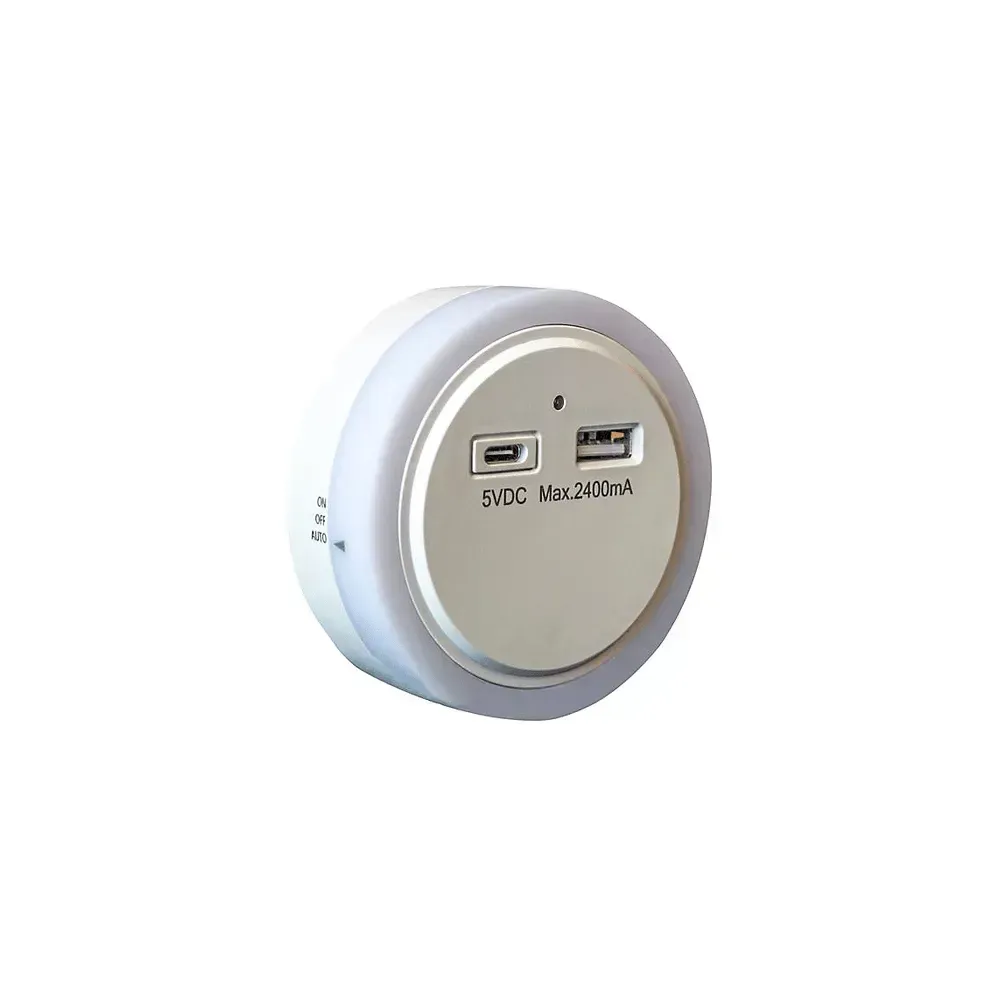 Uni-Com Plug-in Night Light with USB-A & USB-C Charging