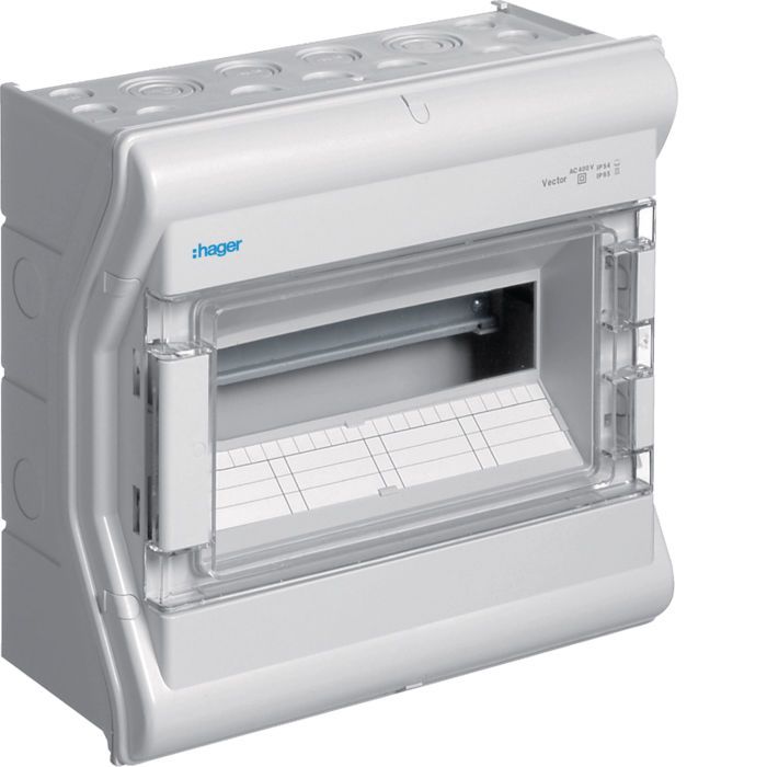 Hager VE112R 12 Module Enclosure Surface Mount IP65 RAL7035