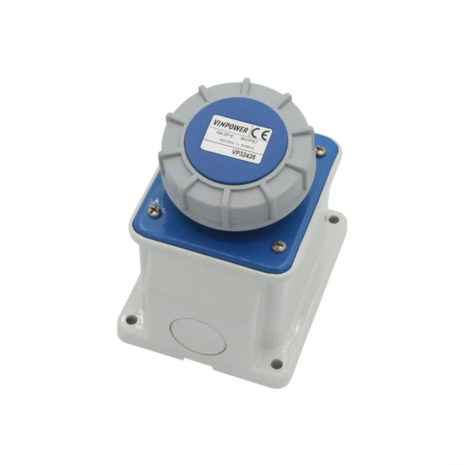 Vinpower 16A 2P+E industrial wall socket IP67