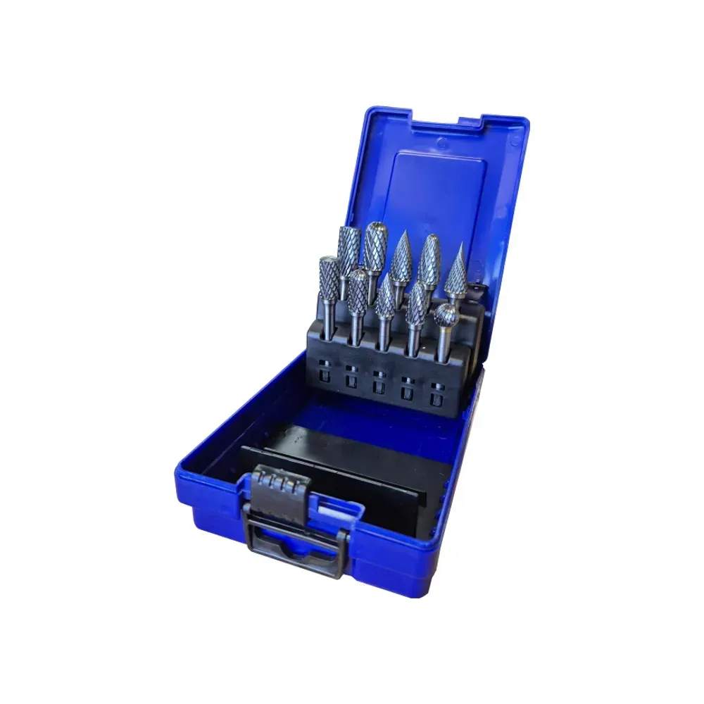 Vires 10 Piece Tungsten Carbide Rotary Burr Set in Case