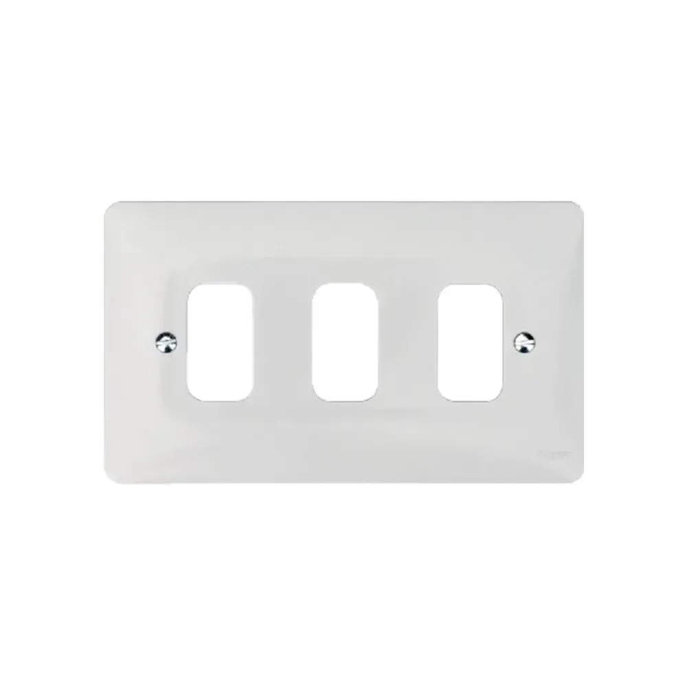 Hager 3 Gang Grid Plate in White