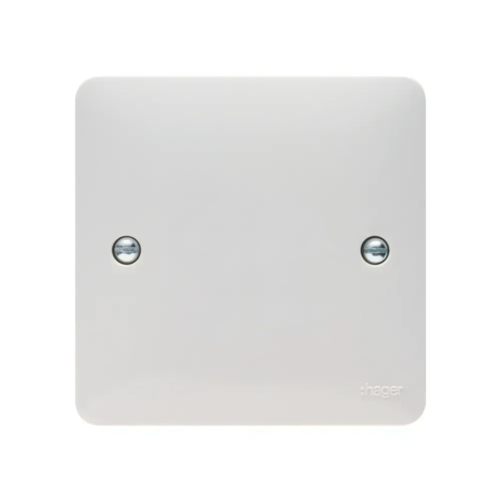 Hager Single Blank Plate in White