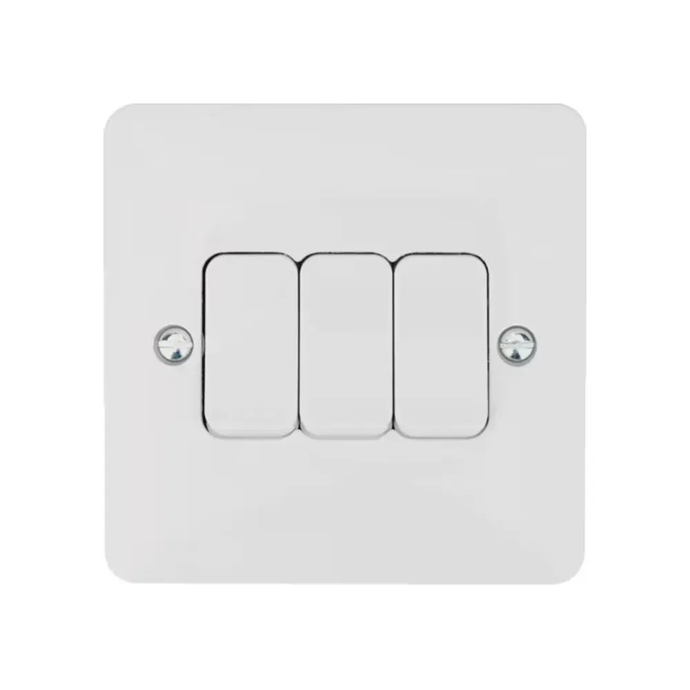Hager 10AX 3 Gang 2 Way Wall Switch White