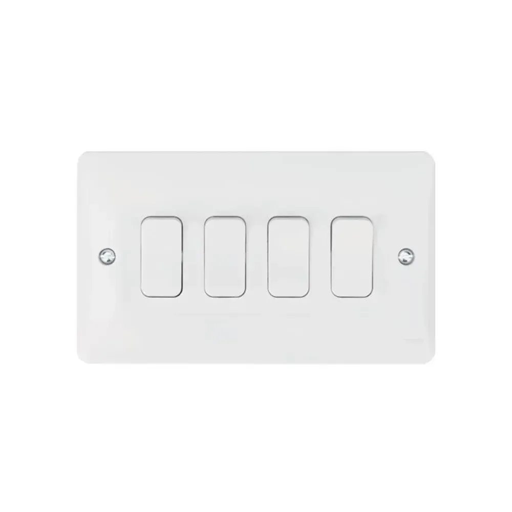 Hager 10AX 4 Gang 2 Way Wall Switch in White