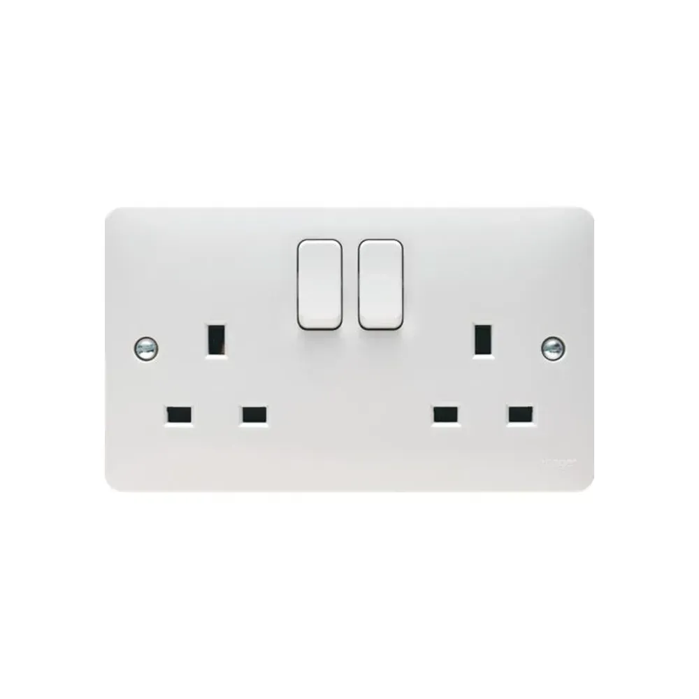 2 Gang DP Switched Socket - Hager