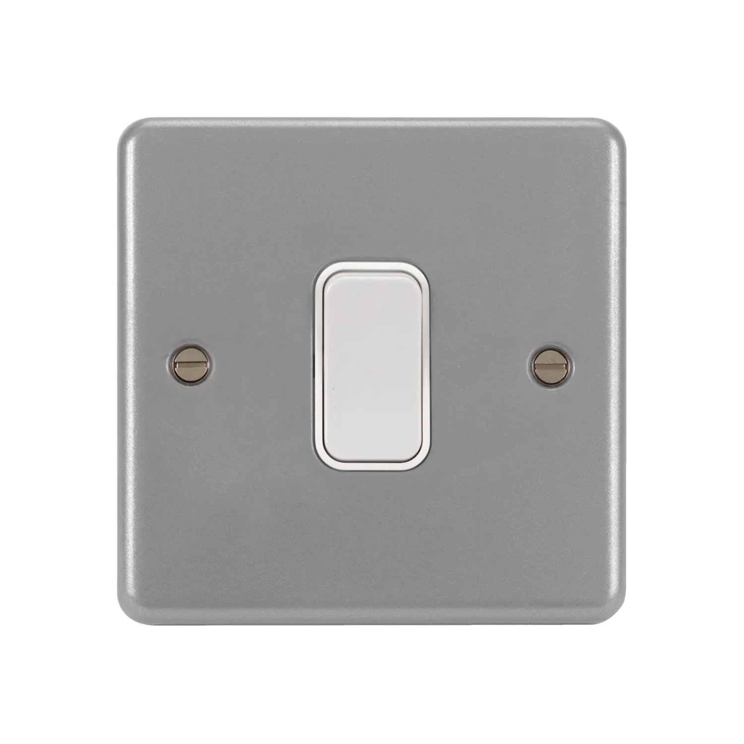 Hager WPPS12B 10A 1G 2W Metalclad Switch & Back Box - 250V Grey