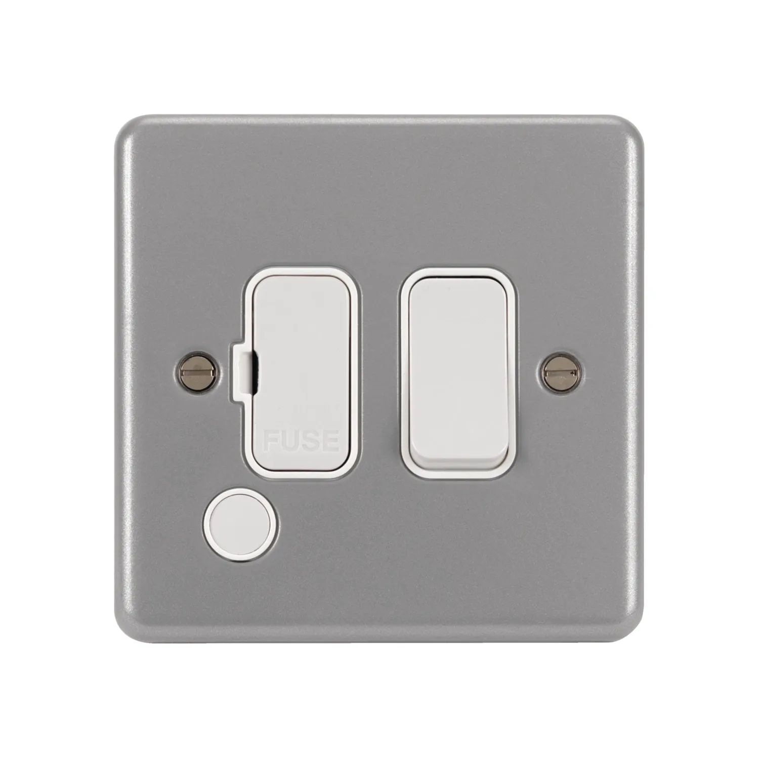 Hager 13A Fused Connection Unit Switched with Flex Outlet & Back Box Grey