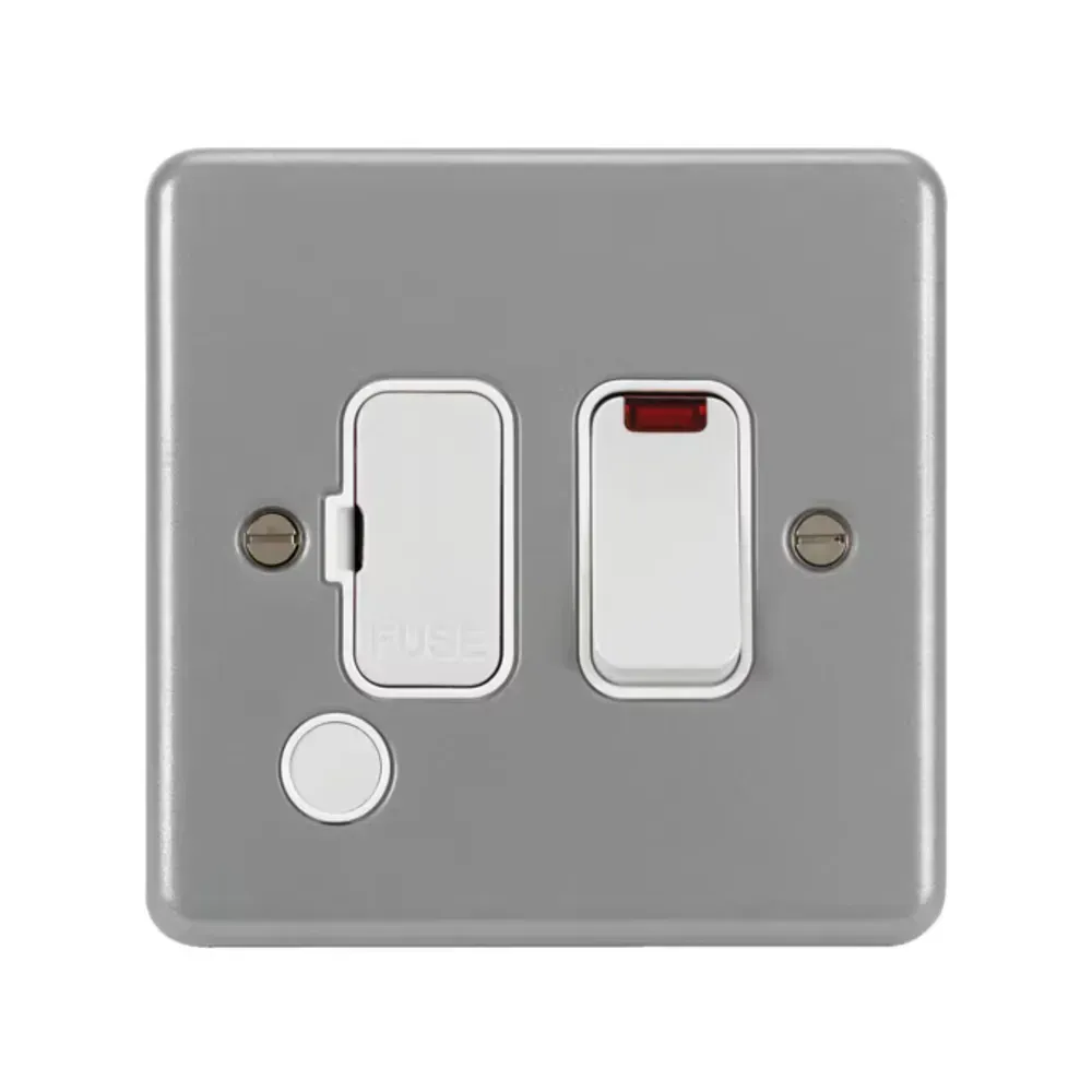 Hager 13A switched FCU with LED indicator and flex outlet
