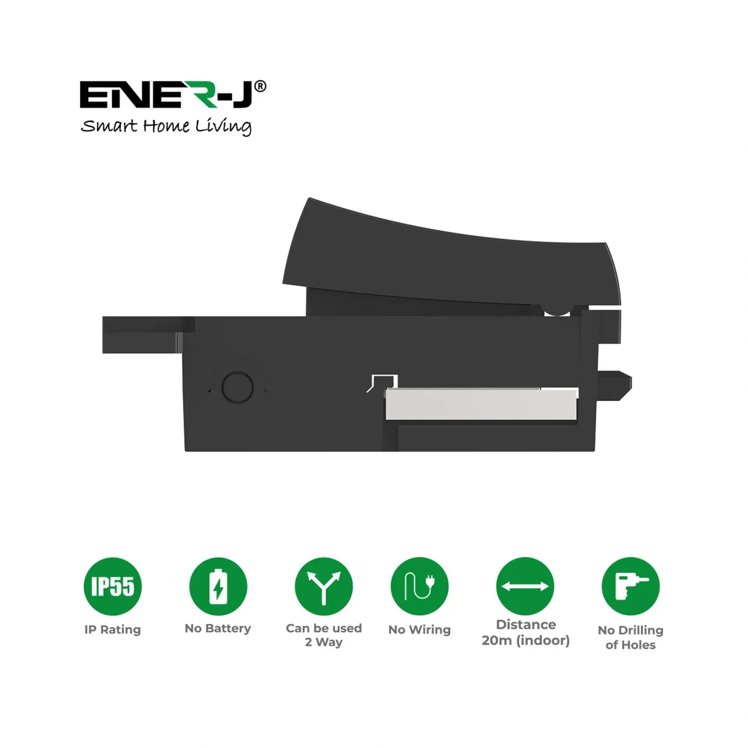 WS1073B Ener-J Black Grid switch - side view