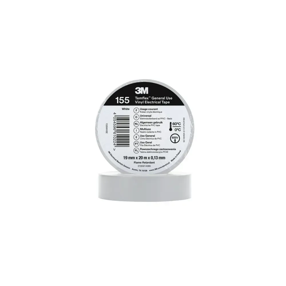 3M Temflex white grey electrical insulating tape 19mm x 20m T1500WH T1500GY