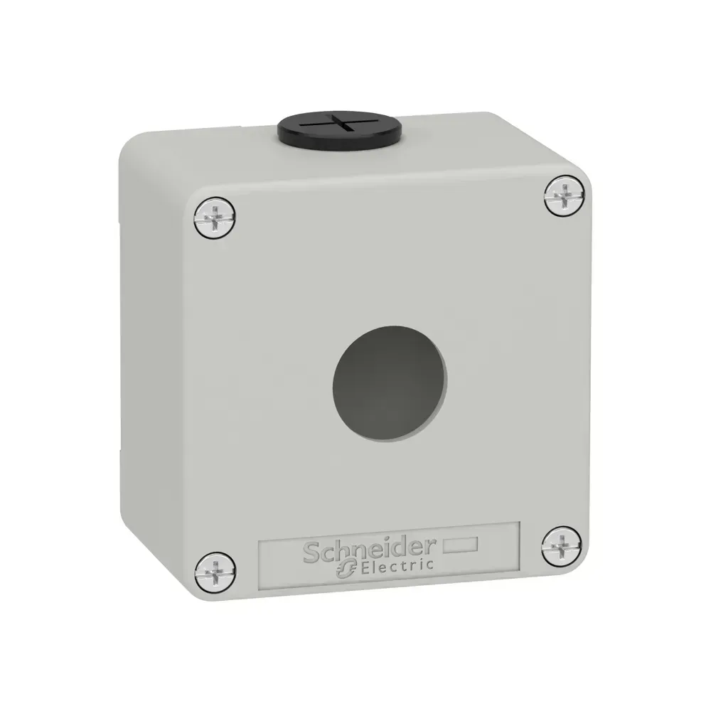 Schneider Control Station 1 Way Metal Empty 49mm Depth front view