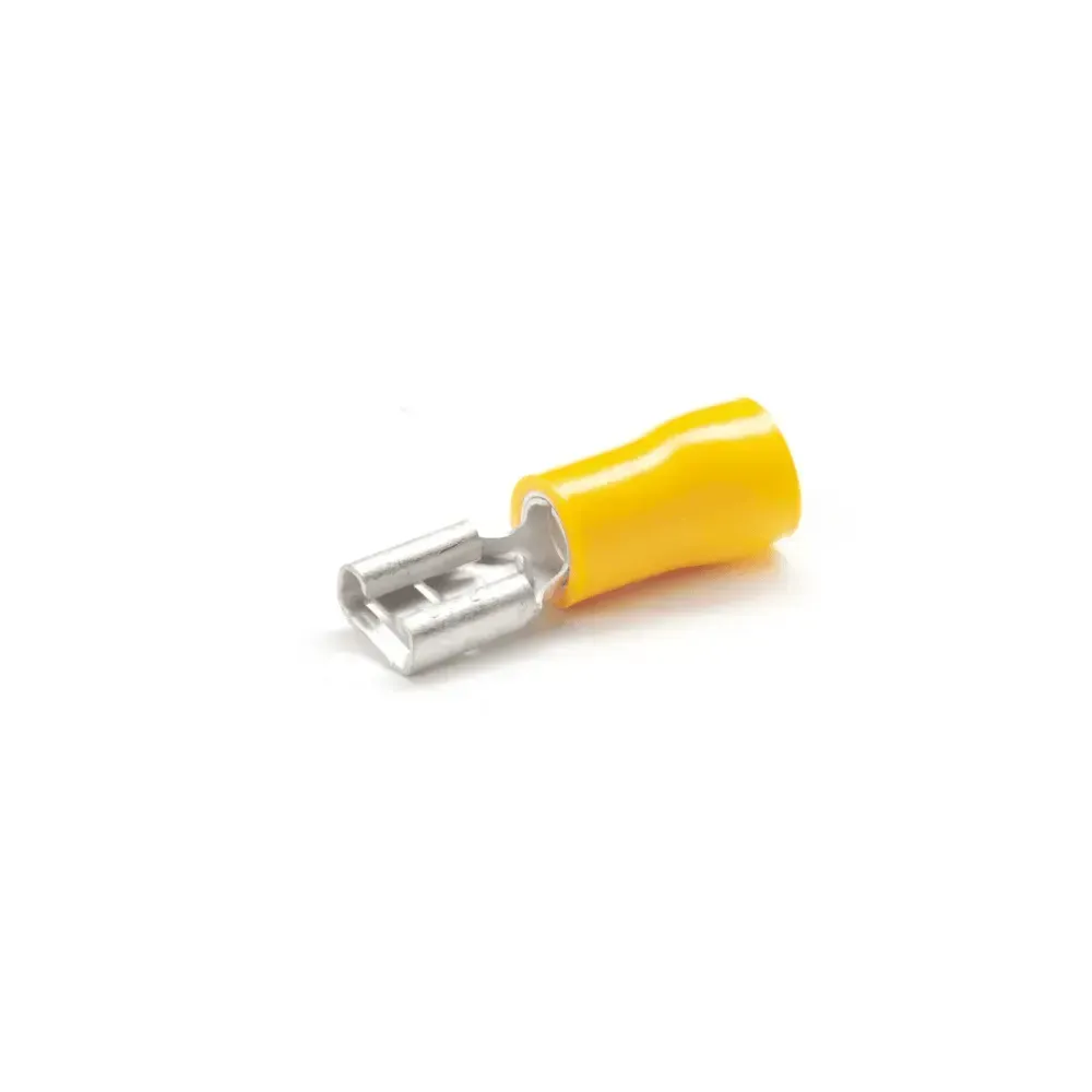 Yellow 6.3mm Half-Insulated Female Push-On Crimp Terminal - 100 Pack