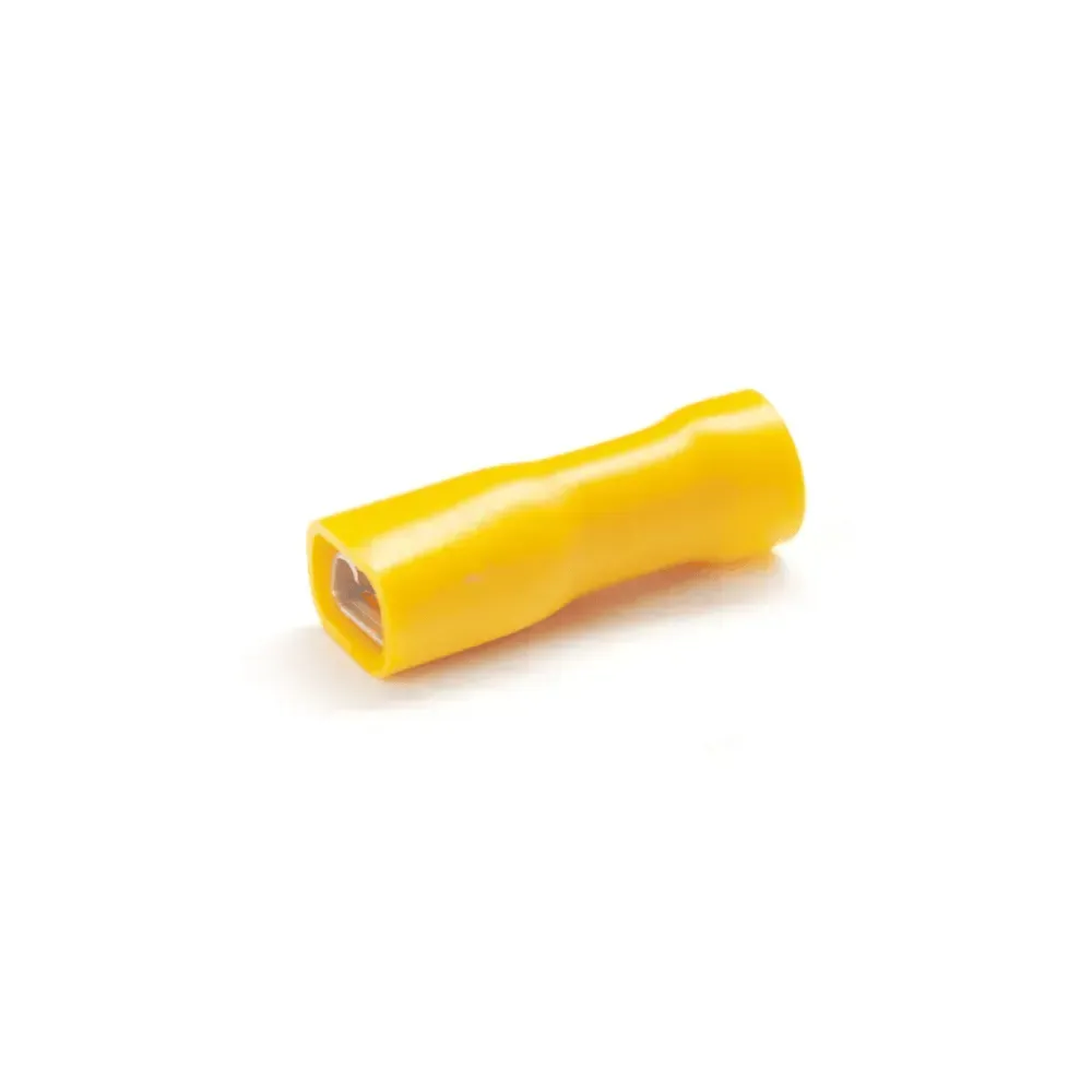Yellow 6.3mm Fully Insulated Female Push-On Crimp Terminal - 100 Pack