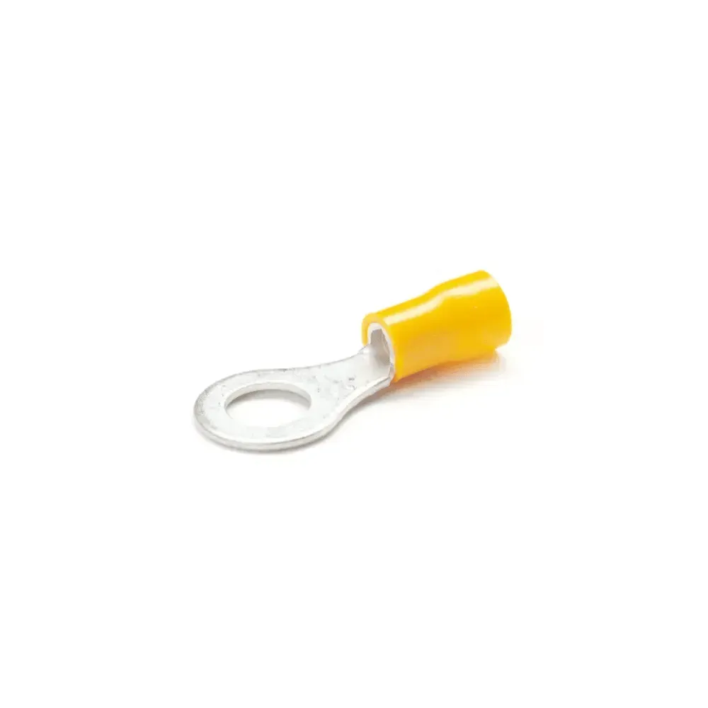 Yellow Ring Terminal 6mm Crimp 6mm Stud Eye - 100 Pack