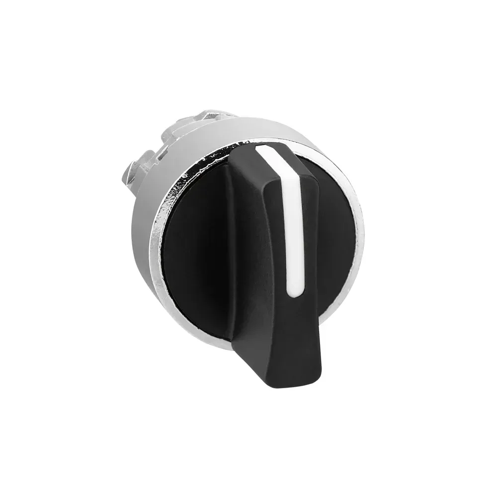 Schneider ZB4BD8 3-position selector switch with black metal bezel