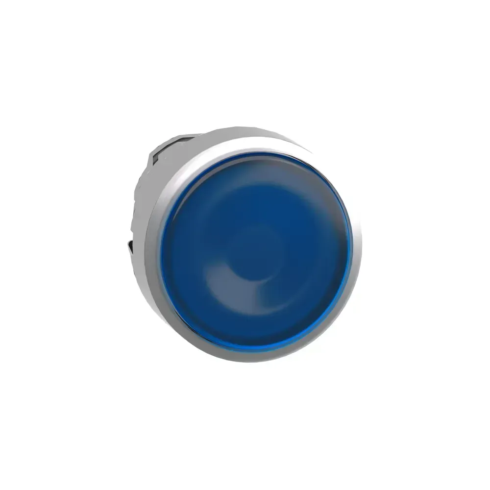 Illuminated LED Push Button Head Blue Panel Mounted ZB4 BW363 front view
