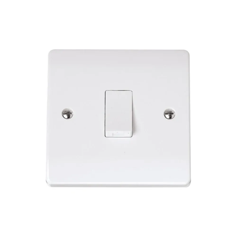 Click Curva 1 gang switch polar white professional single gang switch