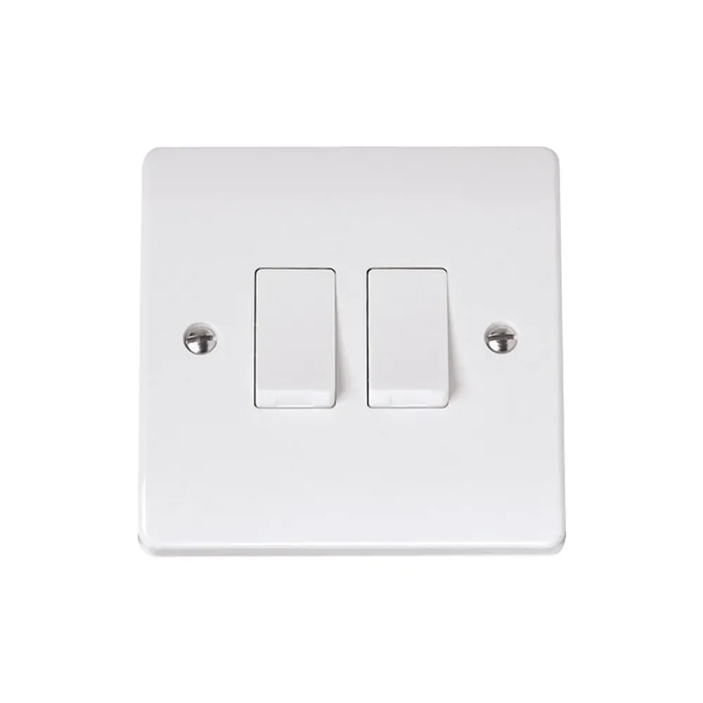 Click Curva 2 gang switch polar white professional double gang switch