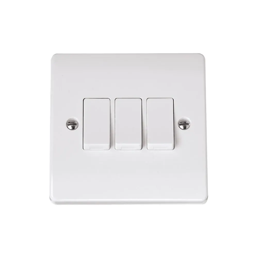 Click Curva 3 gang switch polar white professional electrical switch