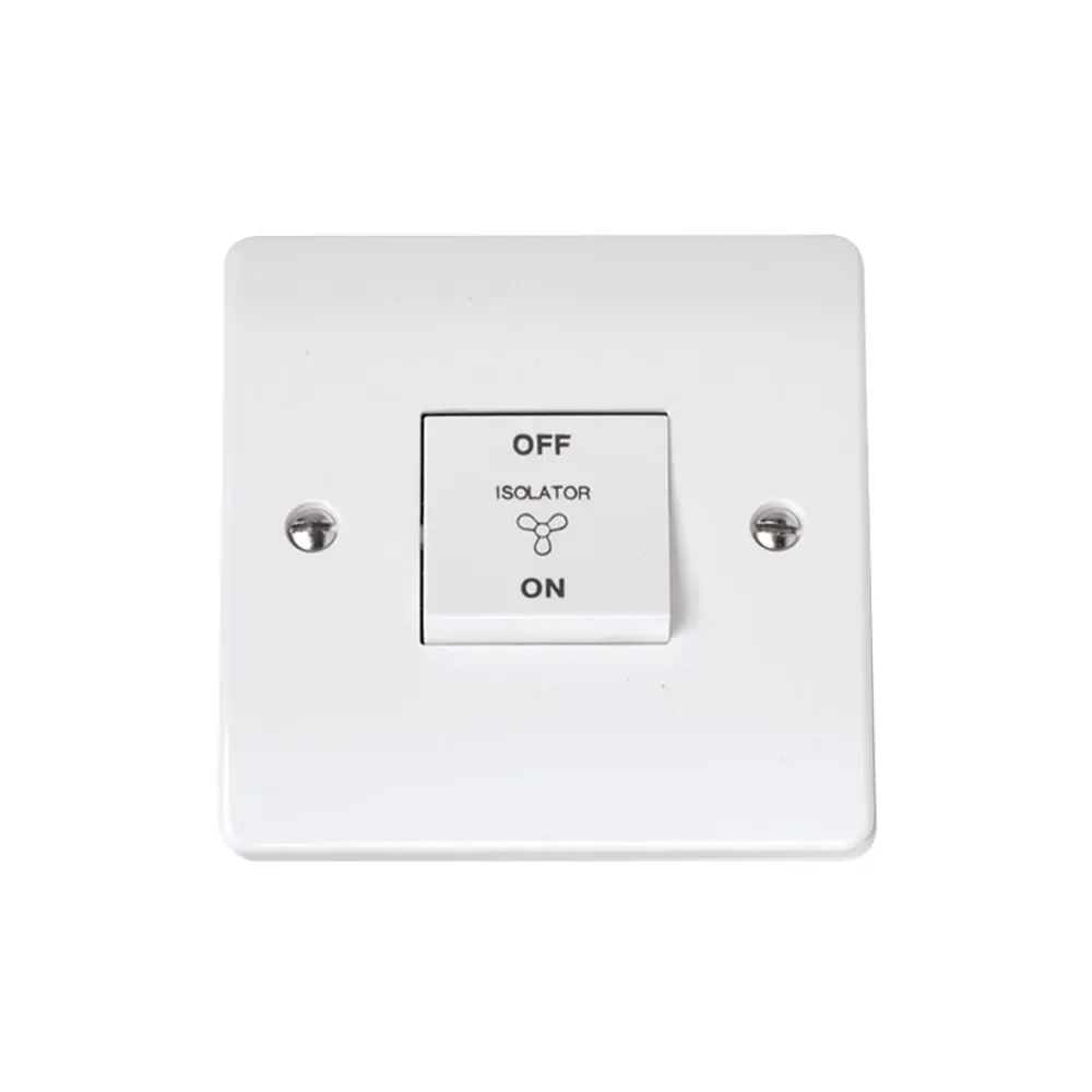Click Curva 10A fan isolator switch polar white professional triple pole