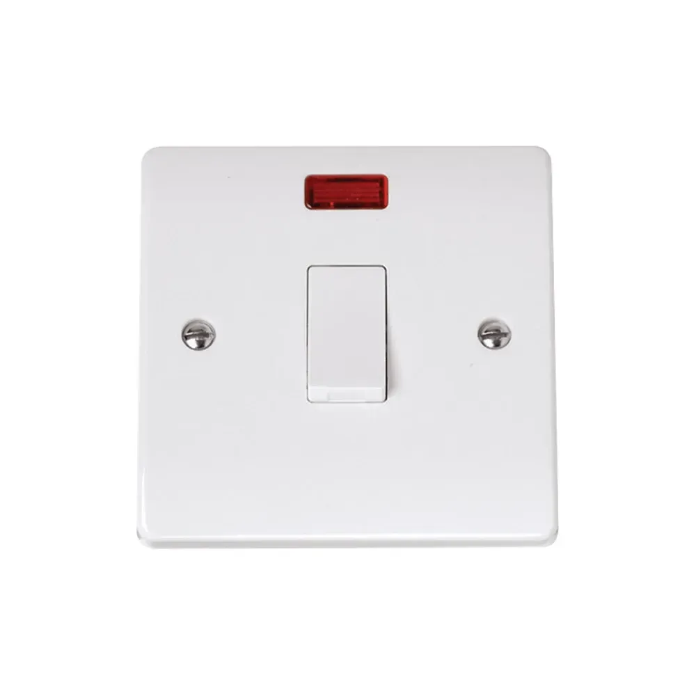 Click Curva 20A DP isolator switch polar white professional neon indicator