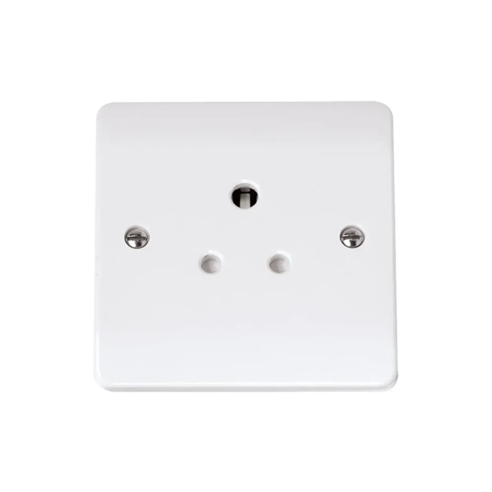 Click Curva 5A round pin socket polar white professional single gang