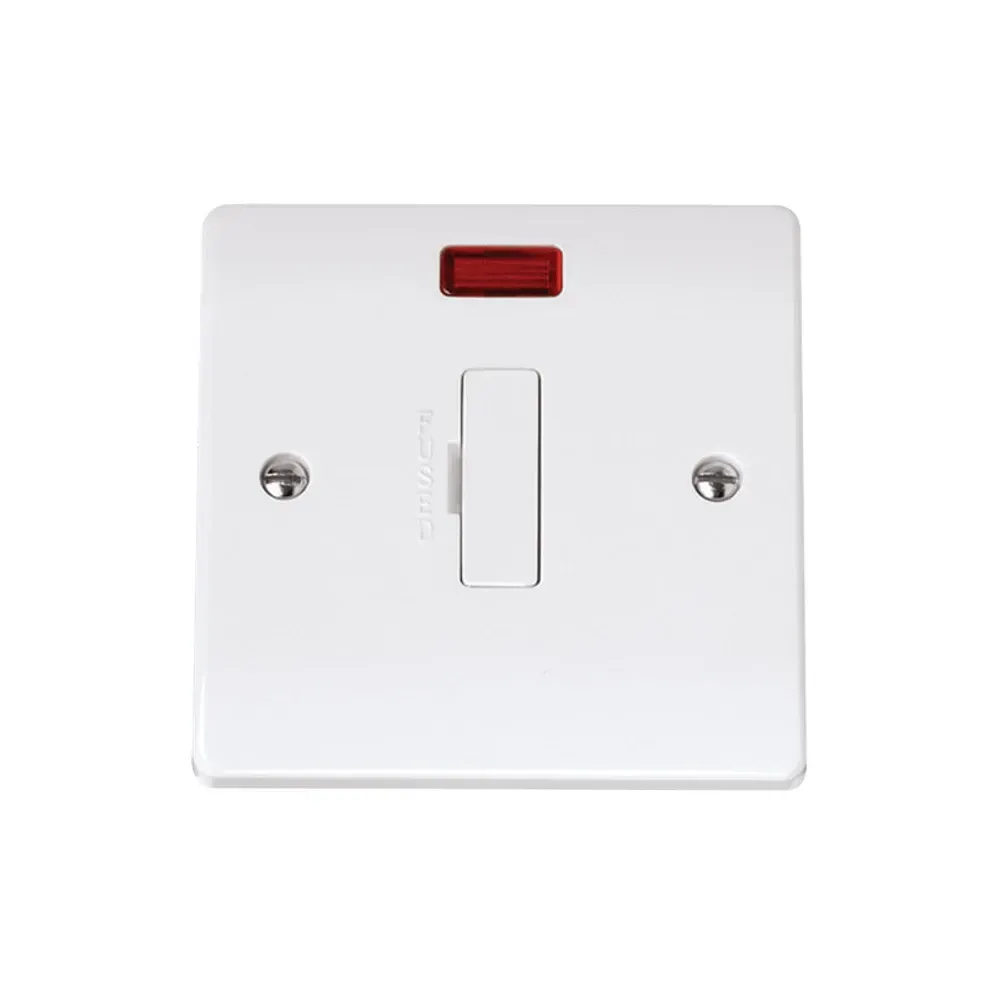 Click Curva 13A fused connection polar white professional FCU neon