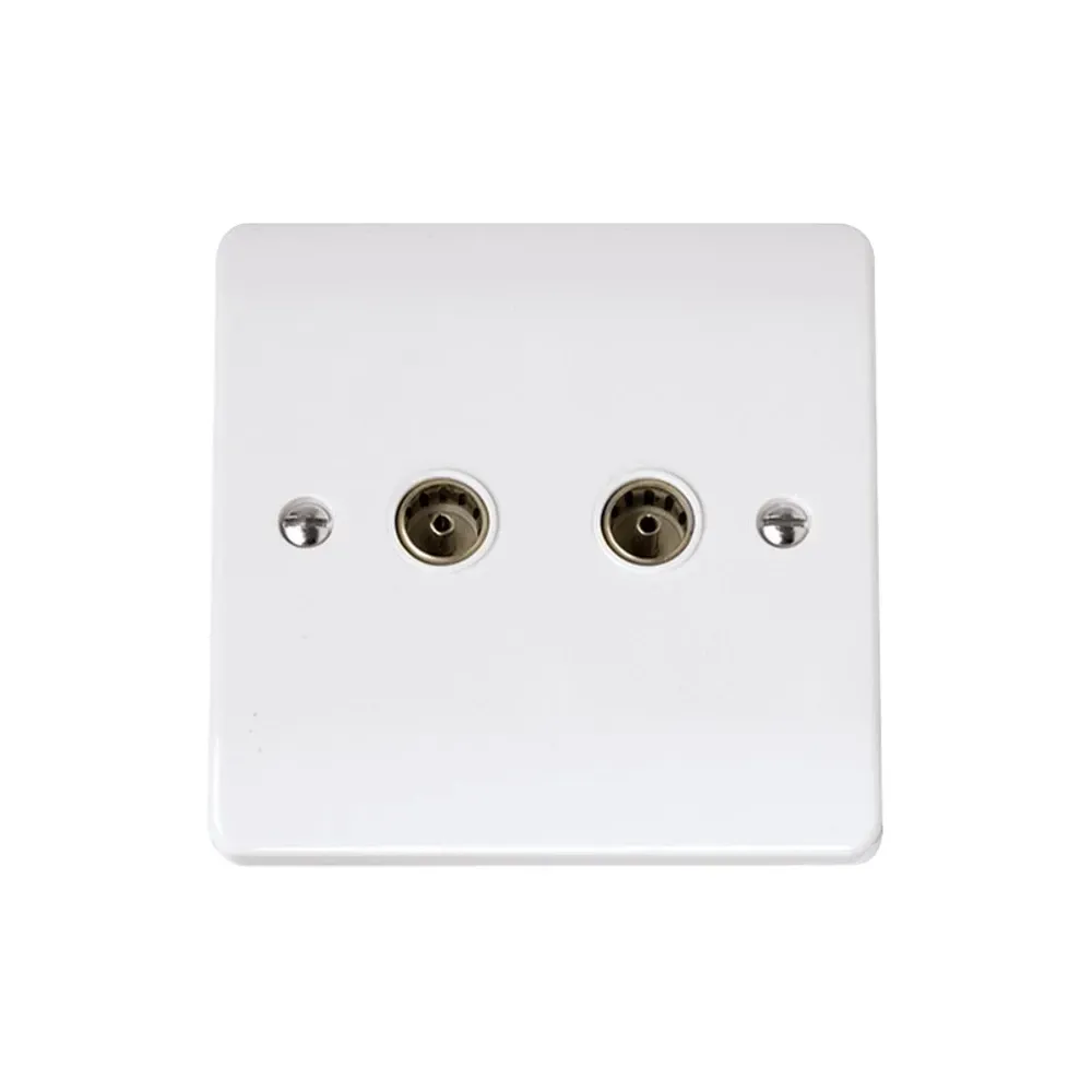 Click Curva twin coaxial socket 2 gang white CCA066 front view