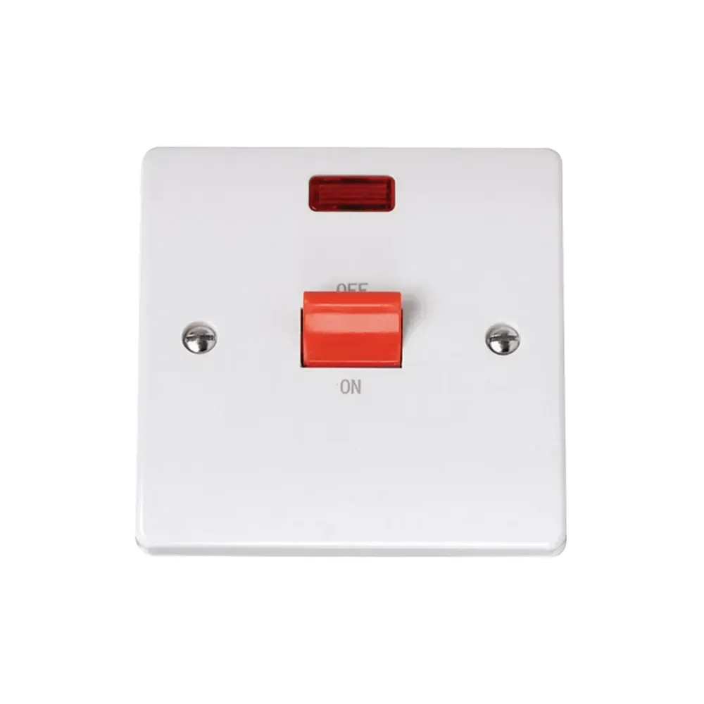 Click Curva 45A cooker switch polar white professional kitchen switch neon