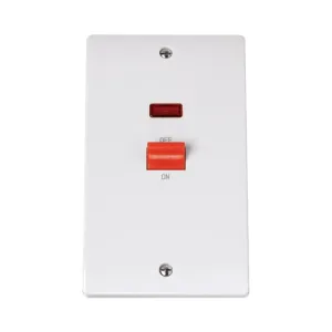 Click Curva 45A 2 gang cooker switch polar white professional vertical neon