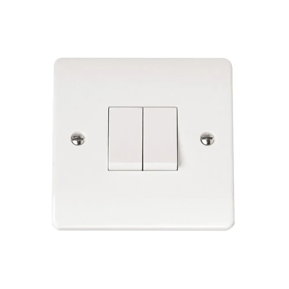 Click Mode 2 gang 2 way switch polar white finish