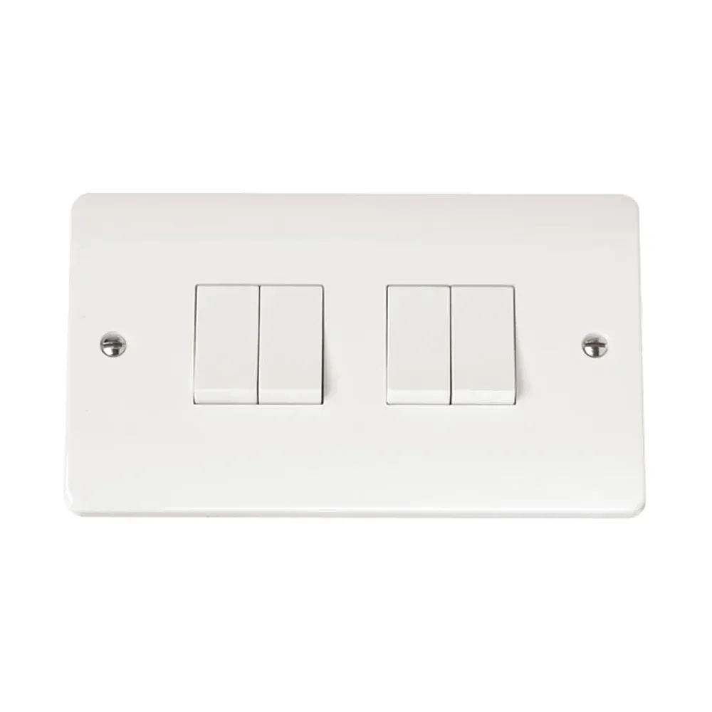Click Mode 10AX 4-gang 2-way plate switch polar white