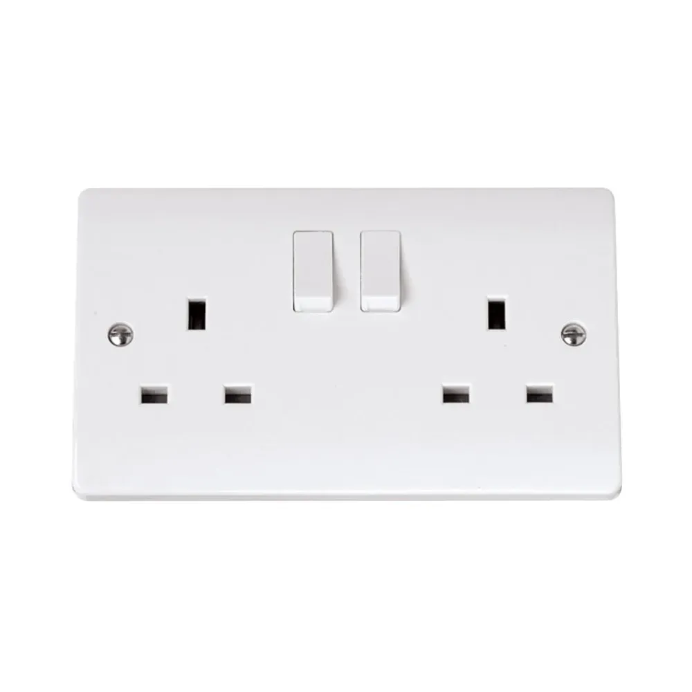 Click Mode 2-gang 13A switched socket polar white