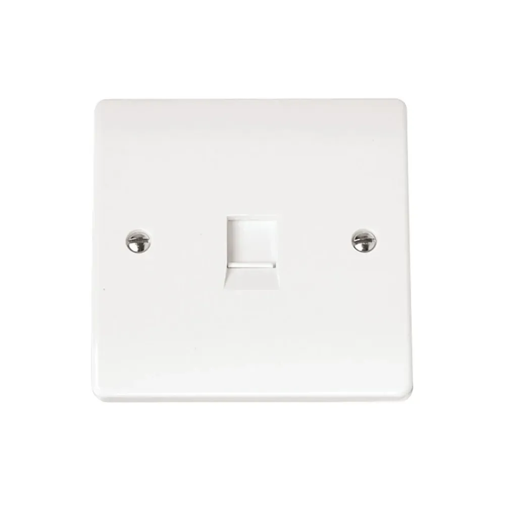 Click Mode CMA115 single gang RJ11 telephone socket polar white