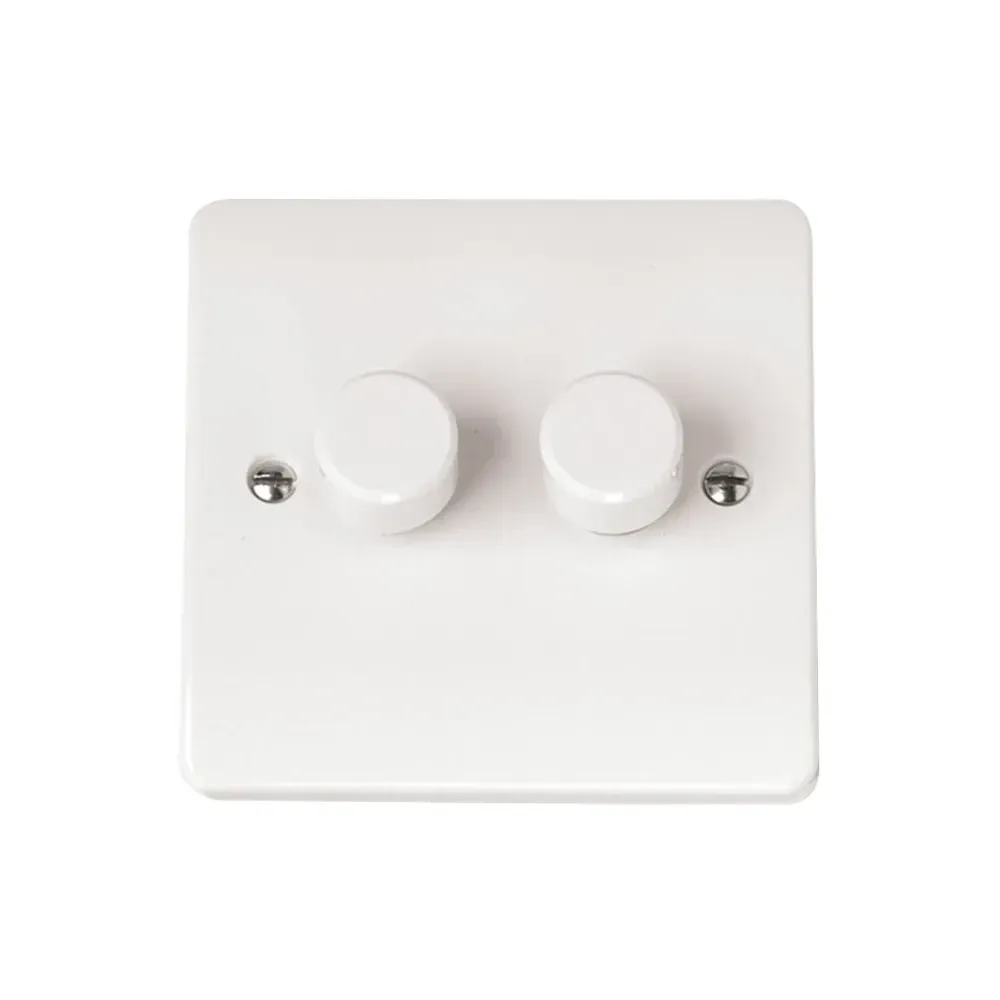Click Mode CMA146 2-gang dimmer switch plate polar white finish