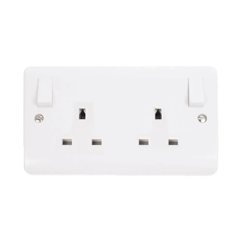 Click CMA1836 13A 2-gang DP switched socket polar white