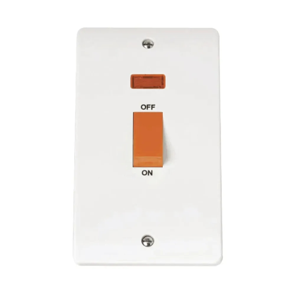 Click CMA203 45A cooker switch 2-gang vertical white