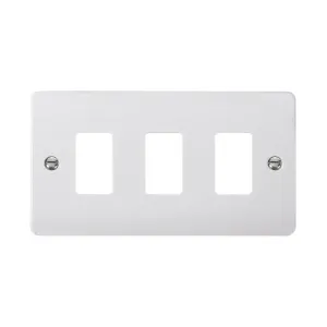 Click 3-gang GridPro modular frontplate polar white