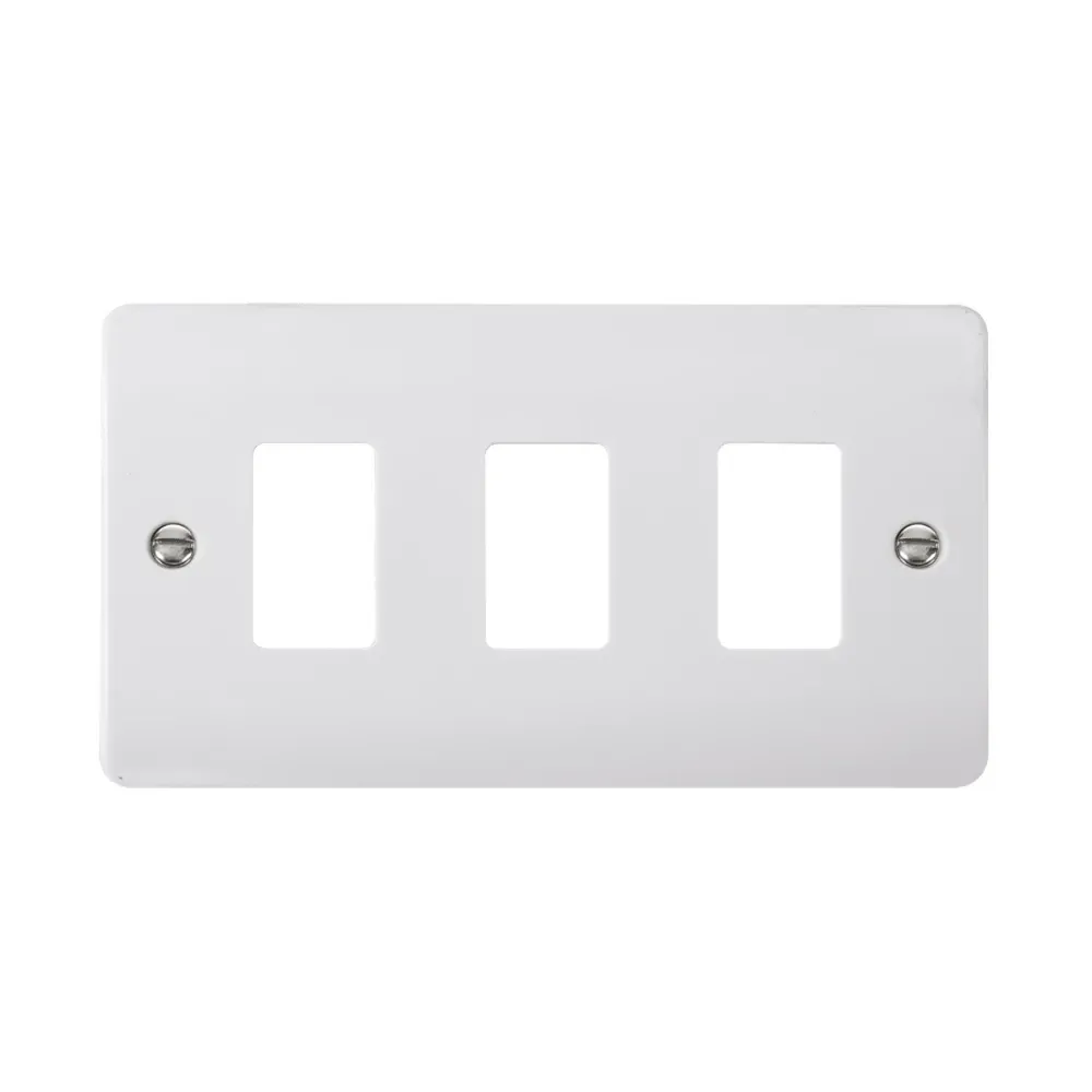 Click 3-gang GridPro modular frontplate polar white